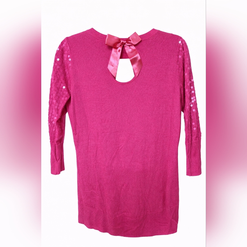 Candie's Raspberry Pink Sequin Sweater - Picture 2 of 5